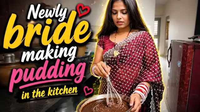 Newly bride making pudding in the kitchen Uncut Hot Short Film